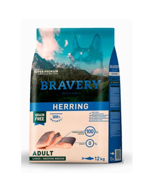 Bravery Tahılsız Ringa Balıklı Yetişkin Büyük/Orta Irk Köpek Maması 12 Kg
