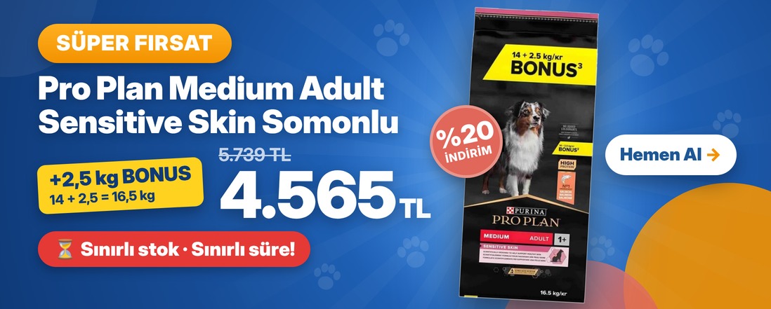 Pro Plan Medium Adult Sensitive Skin Somonlu 14+2,5 kg Bonus Paket