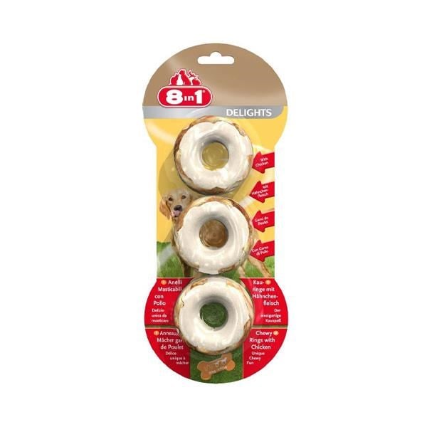 8in1 Delights Bones Halka Şeklinde Köpek Ağız Bakım Kemiği (3'lü) 119gr
