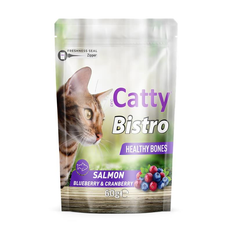 Catty Bistro Sağlıklı Kemikler Somon & Yaban Mersini & Kızılcıklı Kedi Ödül Maması (Health Bones) 60 Gr