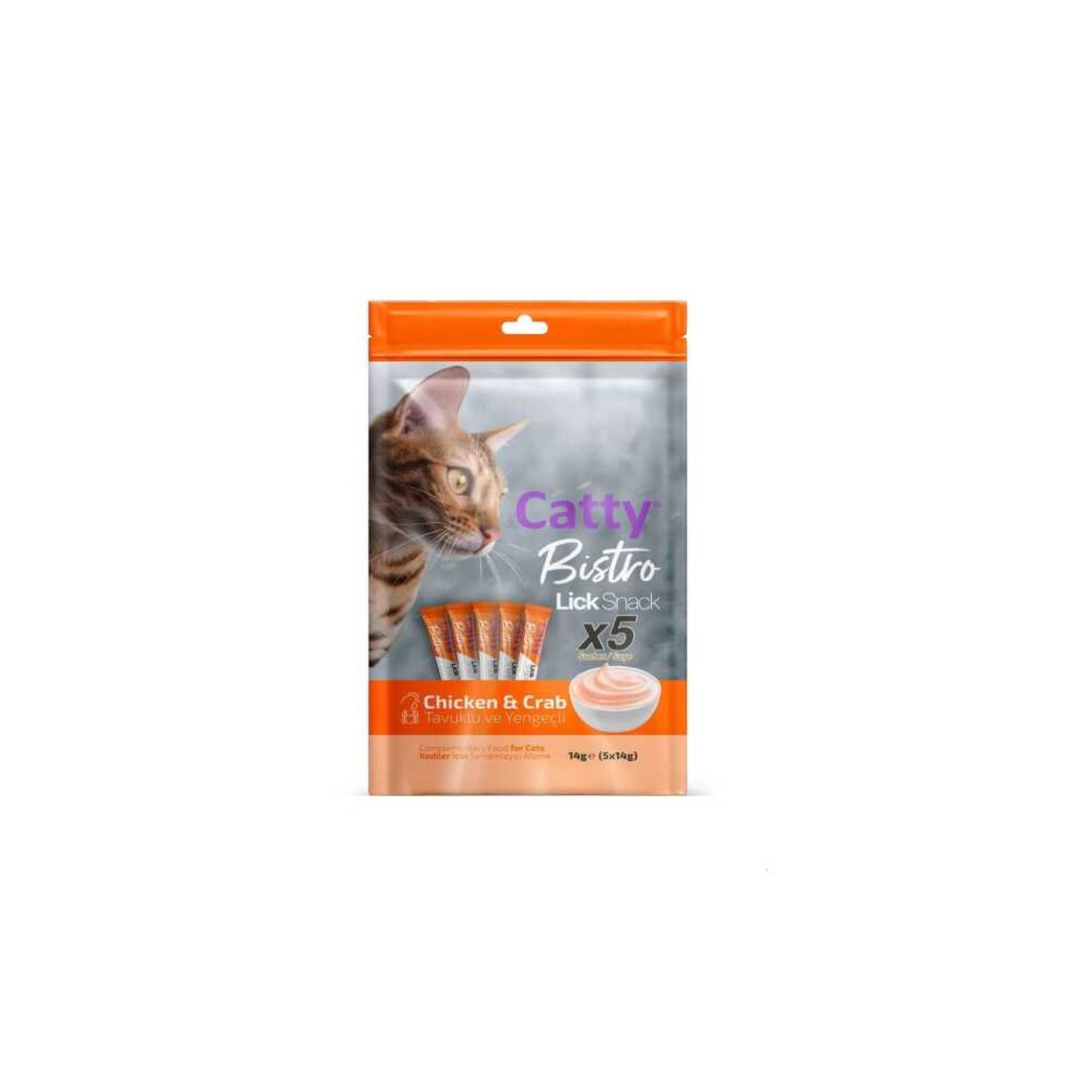 Catty Bistro Tavuklu ve Yengeçli Yetişkin Kedi Krema Ödülü 5 x 14 Gr