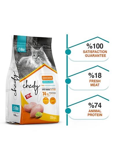 Chedy Sterilised Kısırlaştırılmış Tavuk Etli Yetişkin Kedi Maması 1,5 Kg