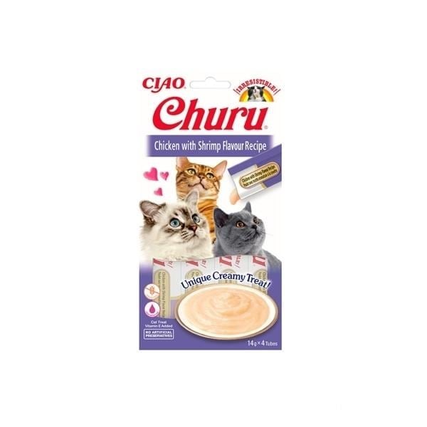 CIAO Churu Cream Tavuklu ve Karidesli Krema Kedi Ödül Maması 14 Gr (4'lü)
