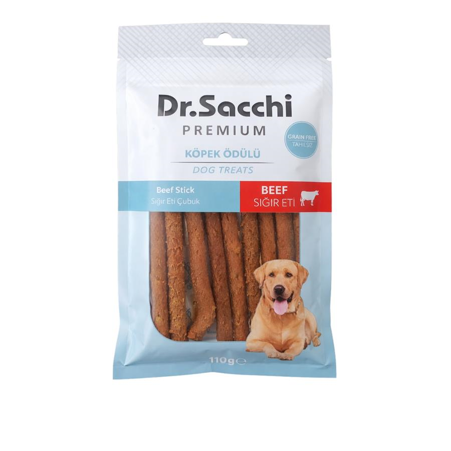 Dr.Sacchi Premium Sığır Etli Çubuk Tahılsız Köpek Ödülü 5'' 10'lu 100 Gr