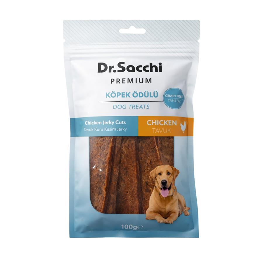 Dr.Sacchi Premium Tavuk Kuru Kesim Jerky Tahılsız Köpek Ödülü 100 Gr
