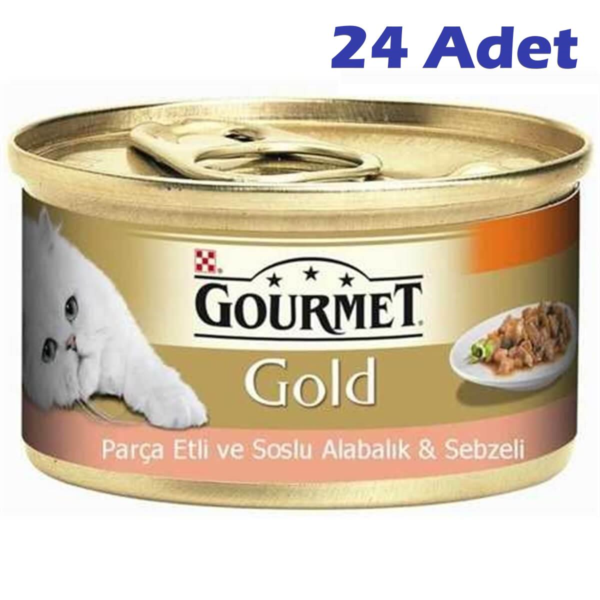 Gourmet Gold Parça Etli ve Soslu Alabalık & Sebze Konserve Kedi Maması 85 Gr (24 Adet)