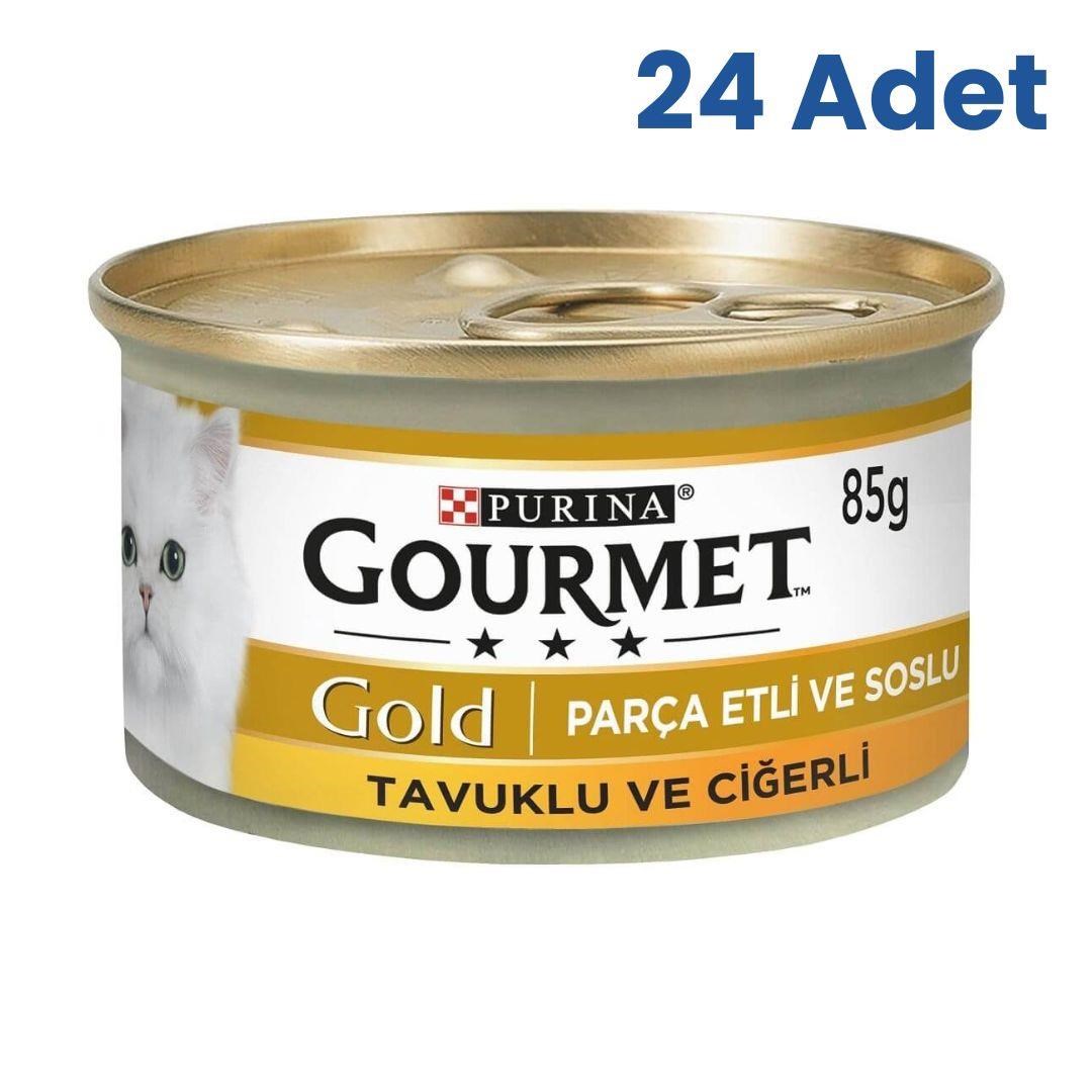Gourmet Gold Parça Etli ve Soslu Tavuk & Ciğer Konserve Kedi Maması 85 Gr (24 Adet)
