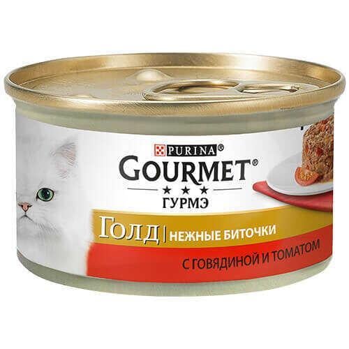 Gourmet Gold Savoury Cake Sığır Etli ve Domatesli Konserve Kedi Maması 85 Gr
