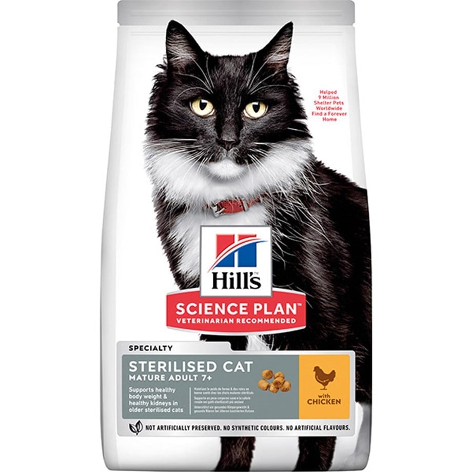 Hills SP Sterilised +7 Tavuklu Yaşlı Kısırlaştırılmış Kedi Maması 1,5 Kg