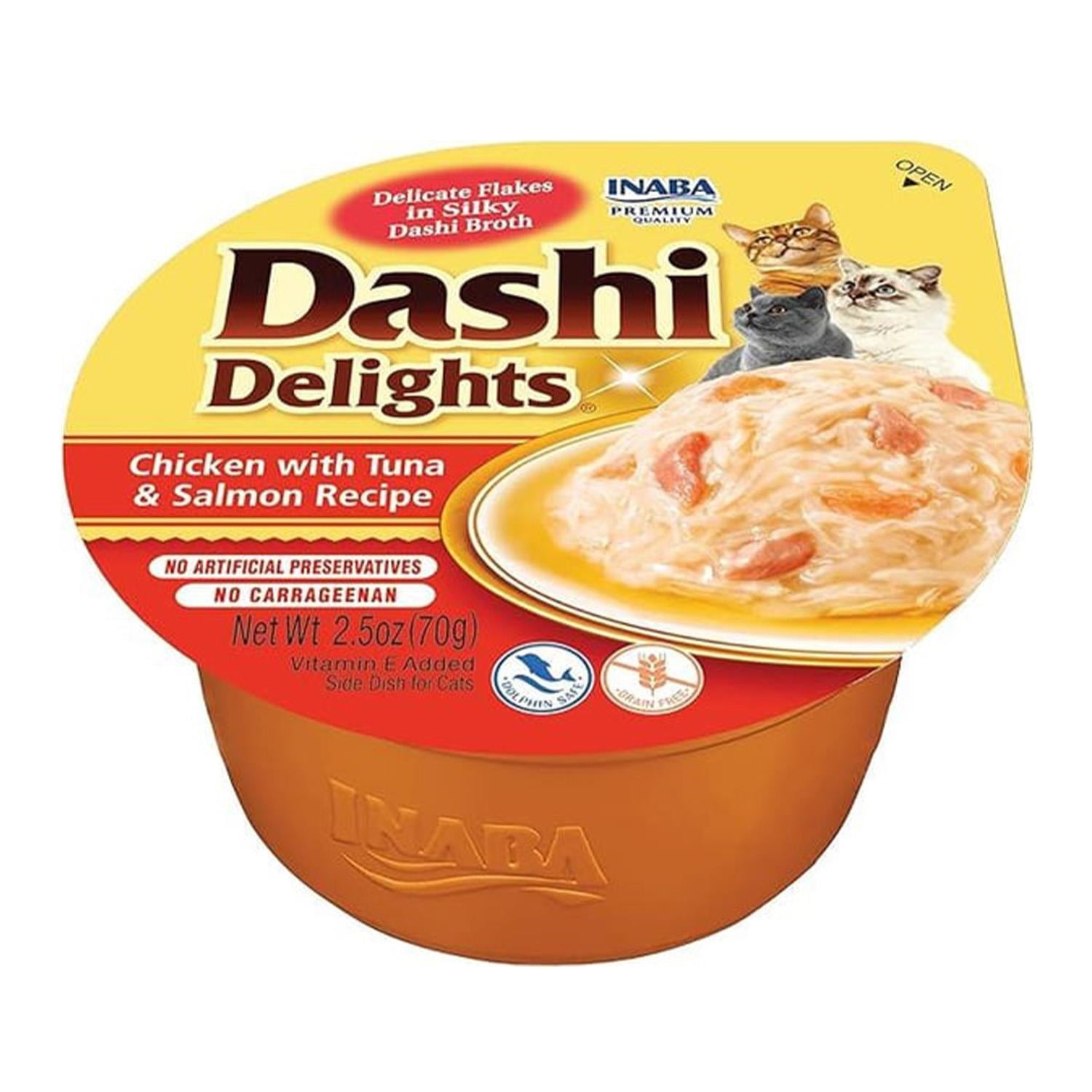 INABA Dashi Delights Tavuk, Ton Balığı & Somon Balıklı Kedi Çorbası 70 Gr