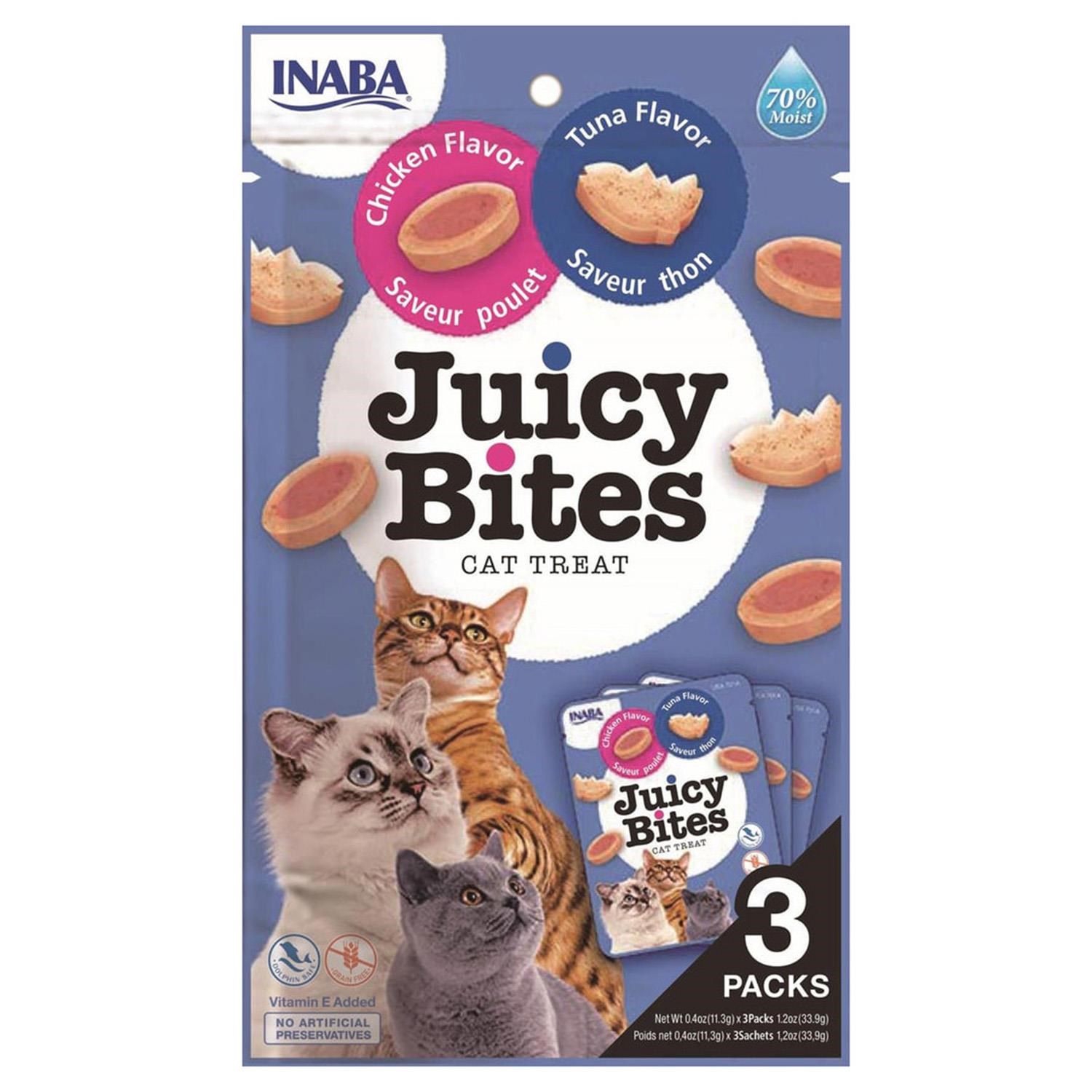 INABA Juicy Bites Tavuklu ve Tuna Balıklı Kedi Ödül Maması 11,3gr (3'lü)