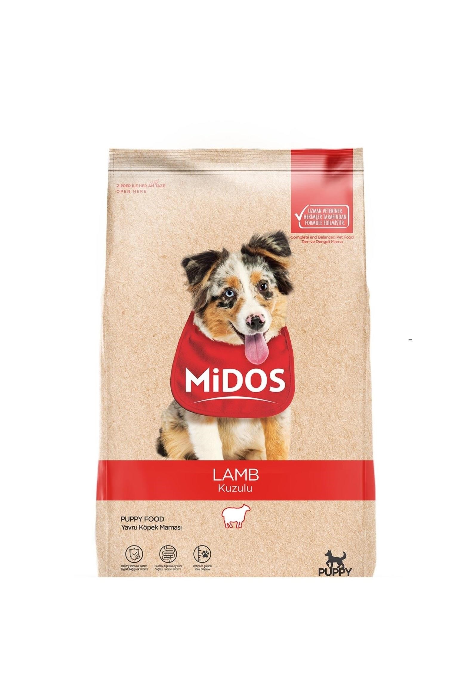 Midos Kuzu Etli ve Pirinçli Yavru Köpek Maması (Sağlıklı Büyüme) 15 Kg