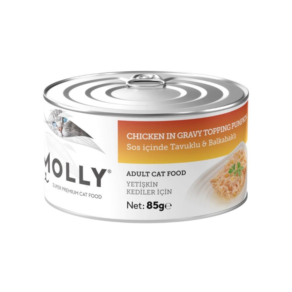 Molly Sos İçinde Tavuklu ve Balkabaklı Yetişkin Kedi Konservesi 85 Gr