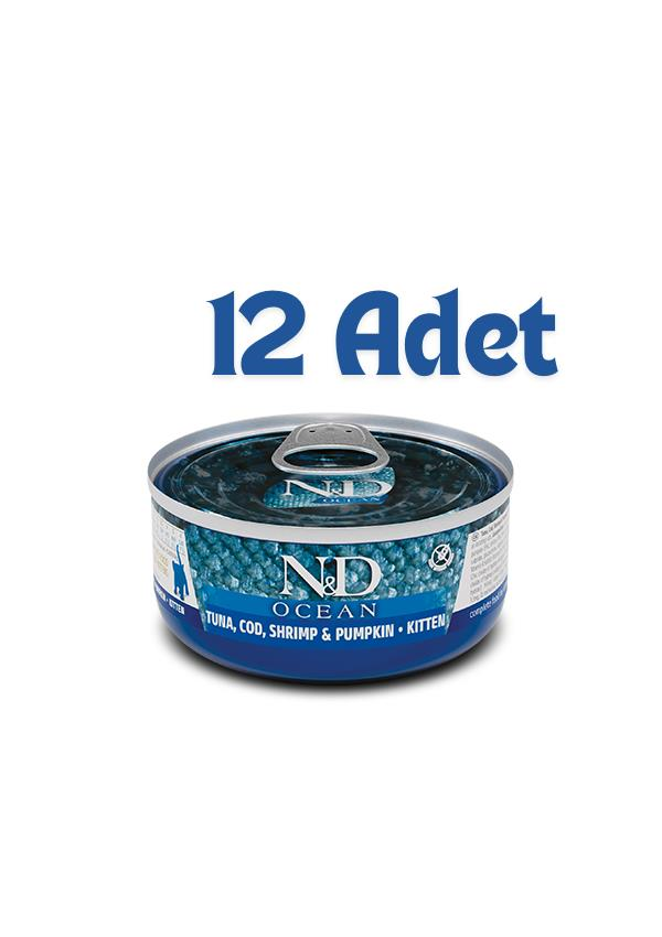 N&D Ocean Balkabaklı Balıklı Karidesli Yavru Kedi Konservesi 70 Gr (12 Adet)
