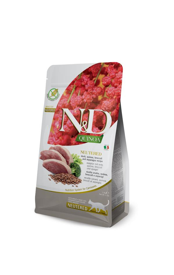 N&D Quinoa Ördek Brokoli Kuşkonmaz Kısırlaştırılmış Kedi Maması 5 Kg