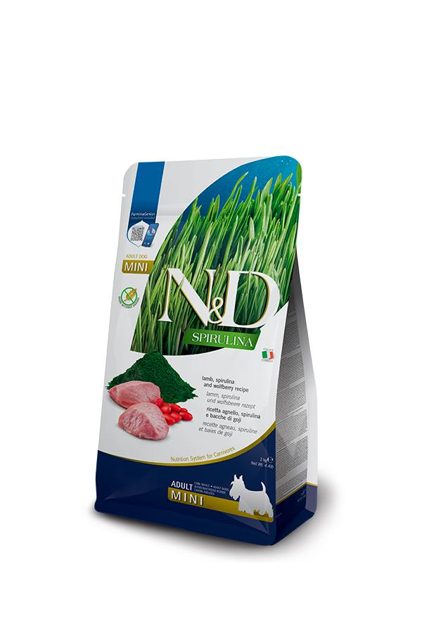 N&D Spirulina Kuzulu Mini Irk Tahılsız Yetişkin Köpek Maması 2 Kg