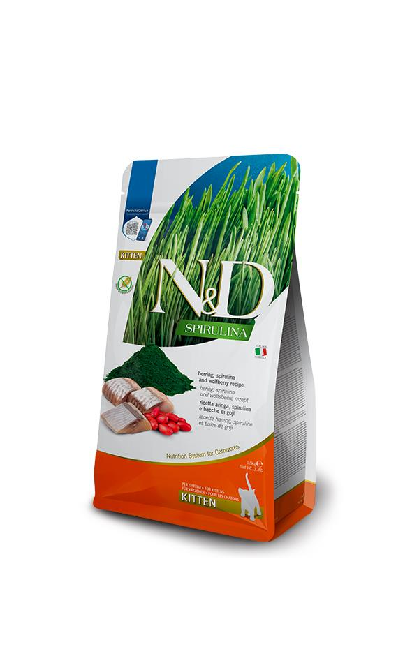 N&D Spirulina Ringa Balıklı Tahılsız Yavru Kedi Maması 1,5 Kg