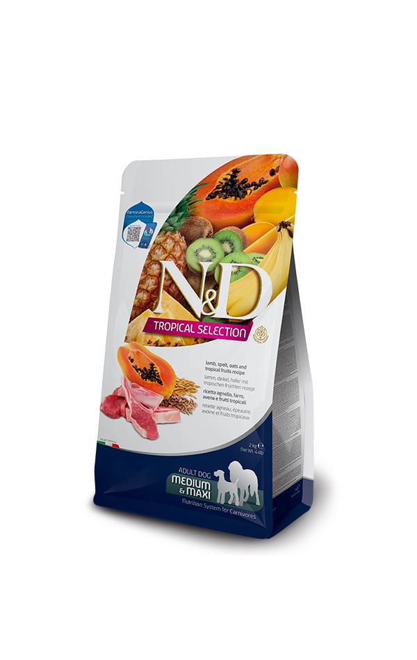 N&D Tropical Selection Kuzu Etli ve Tropikal Meyveli Orta ve Büyük Irk Yetişkin Köpek Maması 10 Kg