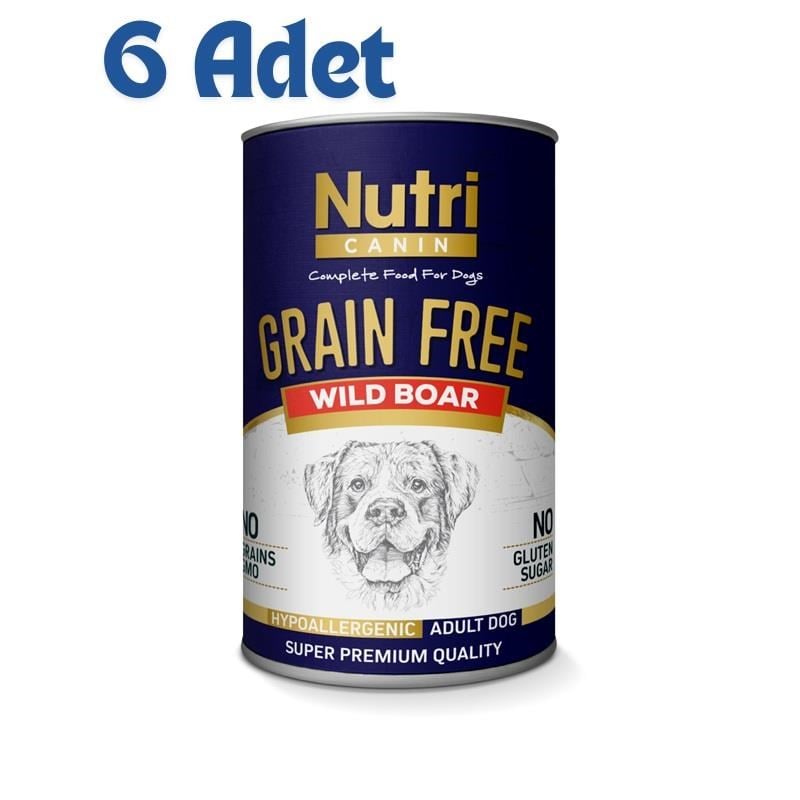 Nutri Canin Hipoalerjenik Yaban Domuzlu Tahılsız Şekersiz Yetişkin Köpek Konservesi 400gr (6 Adet)
