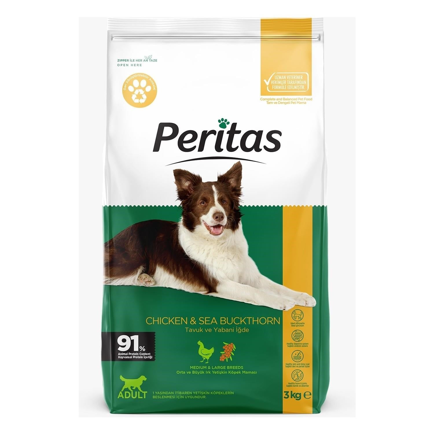 Peritas Tavuklu Orta ve Büyük Irk Yetişkin Köpek Maması 3 Kg