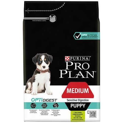 Pro Plan Puppy Medium Sensitive Digestion Kuzulu ve Pirinçli Orta Irk Yavru Köpek Maması 3 Kg