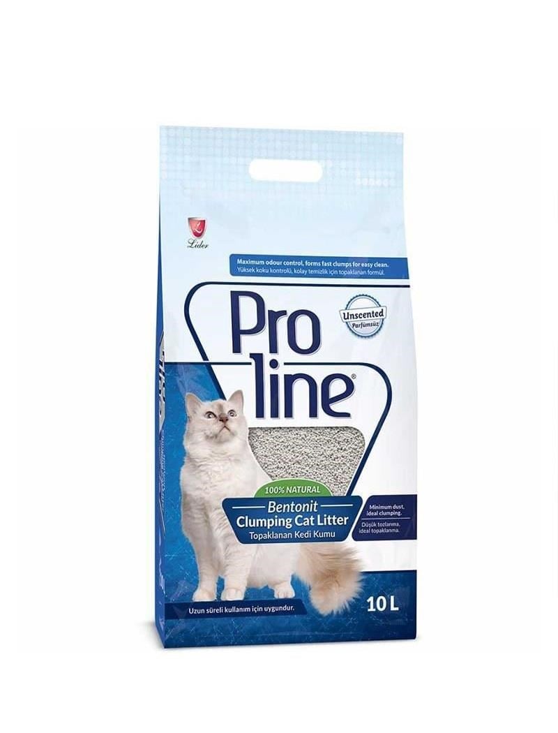 Proline Süper Topaklanan İnce Taneli Parfümsüz Bentonit Kedi Kumu 10 Lt