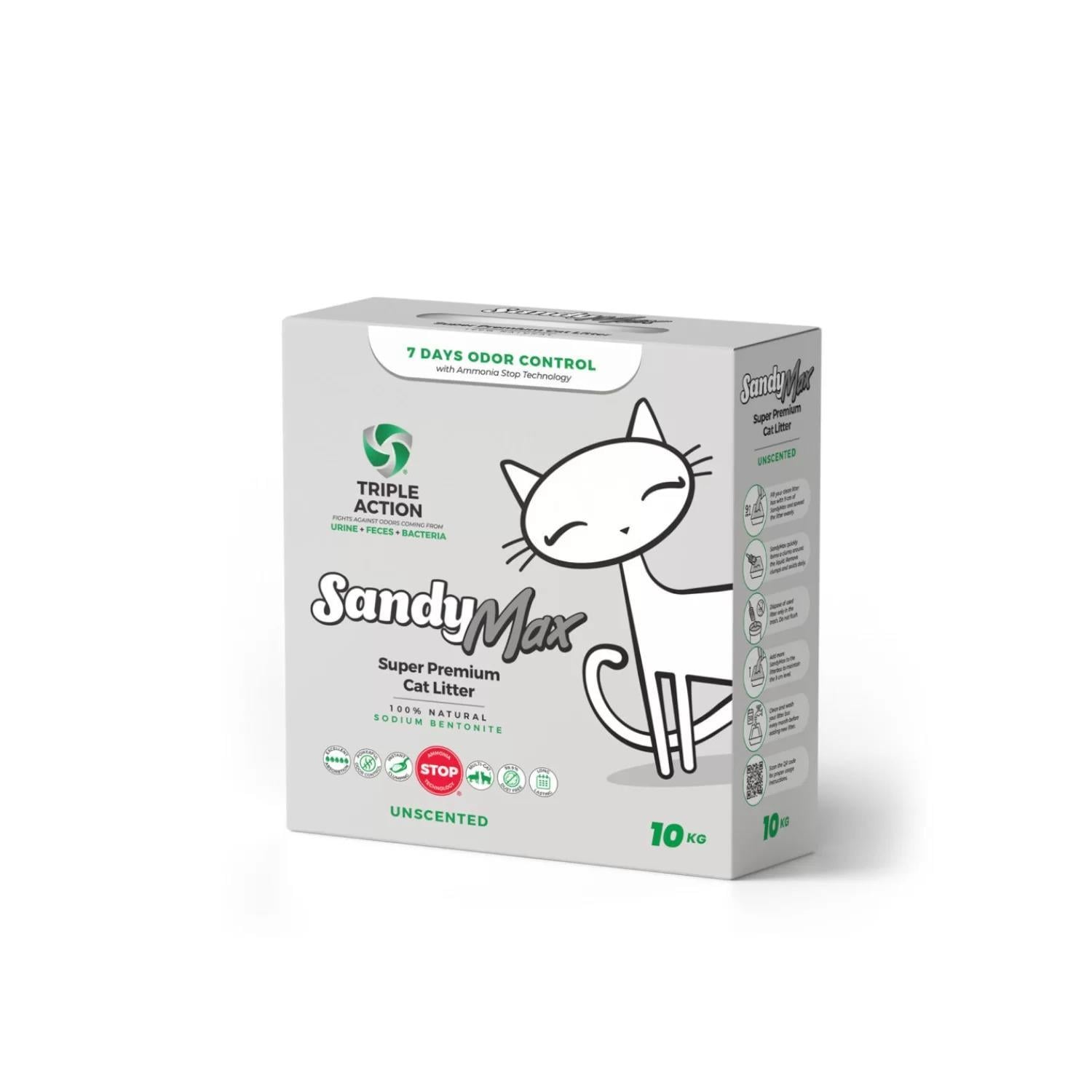 Sandy Max Triple Action Aktif Karbonlu Bentonit Kedi Kumu 10 Kg