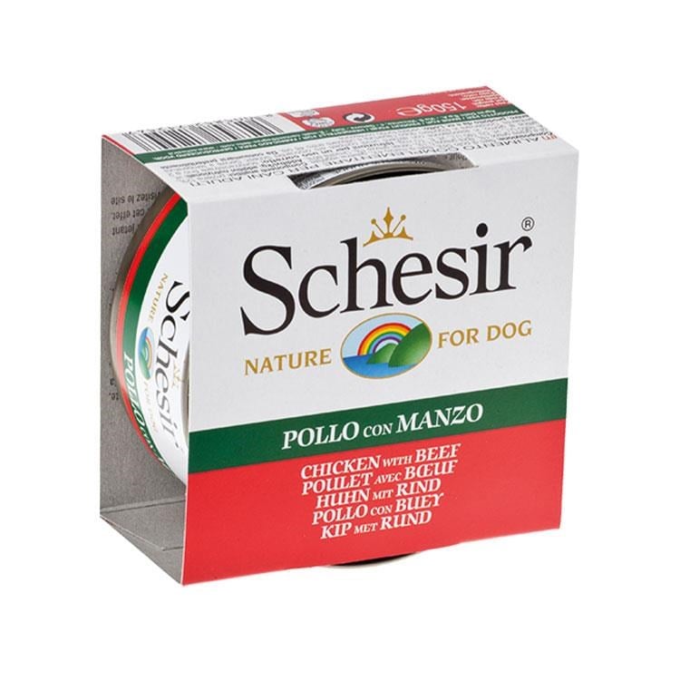 Schesir Jelly Tavuk Fileto ve Sığır Jöle İçinde Yetişkin Köpek Konservesi 150 Gr