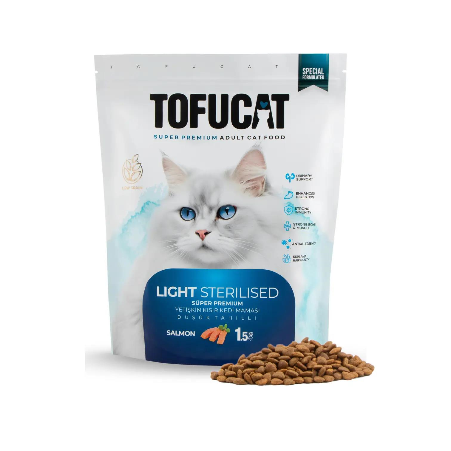 Tofucat Super Premium Sterilised Somonlu Kısır Kedi Maması - Antialerjenik ve Düşük Tahıllı 1,5 Kg