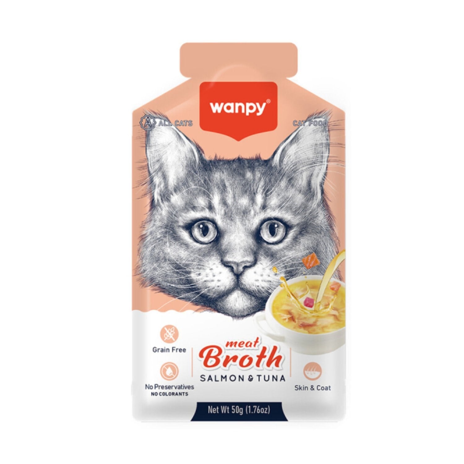 Wanpy Somonlu ve Ton Balıklı Tahılsız Kedi Çorbası 50 Gr