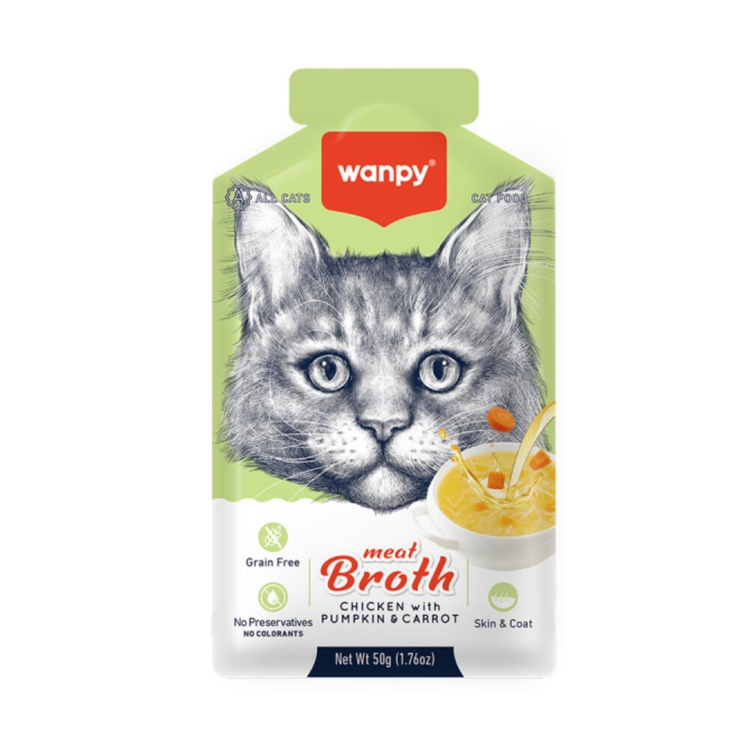 Wanpy Tavuk Etli Bal Kabaklı ve Havuçlu Tahılsız Kedi Çorbası 50 Gr