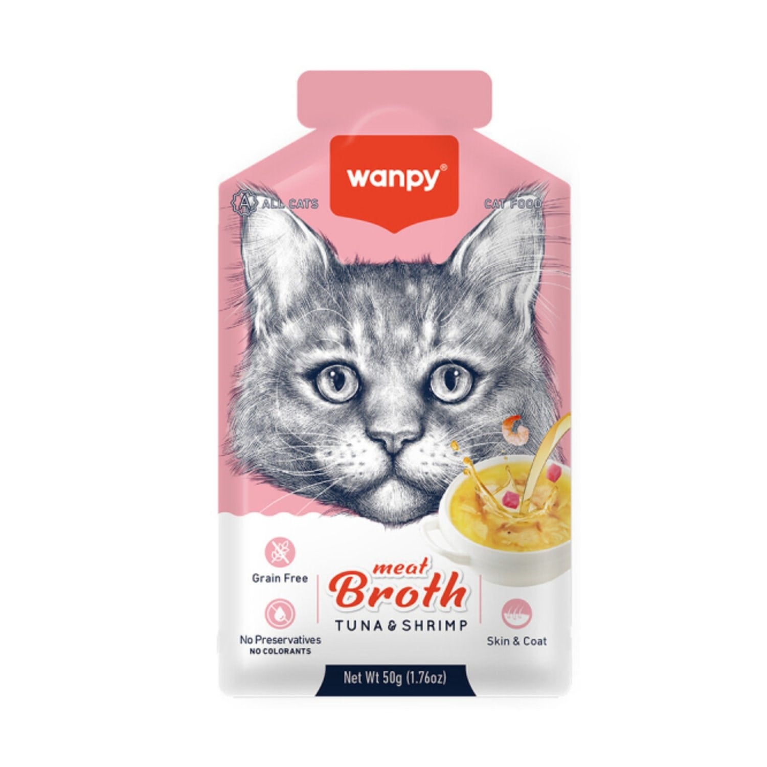Wanpy Ton Balıklı ve Karidesli Tahılsız Kedi Çorbası 50 Gr