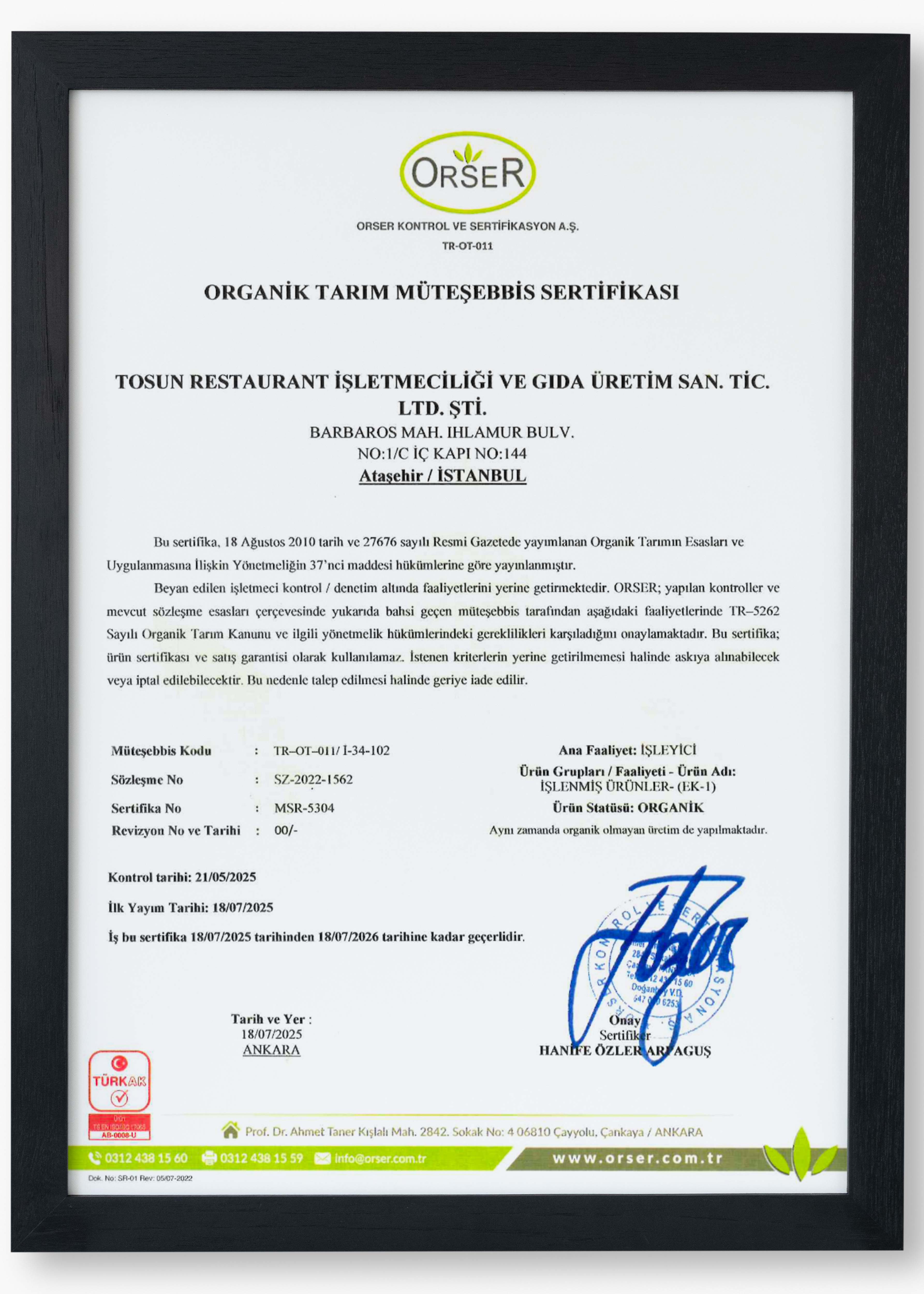 Organic Agriculture Certificate