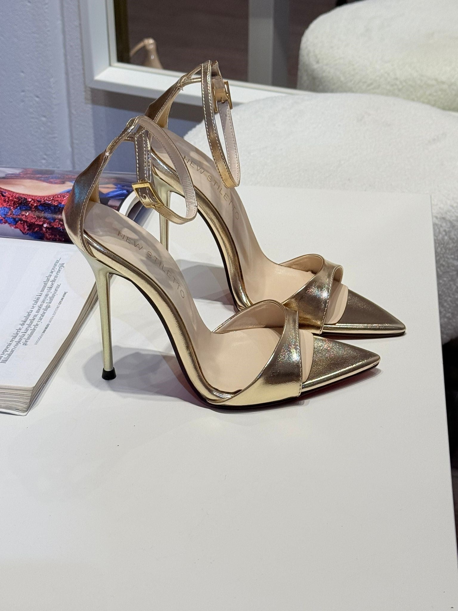 Beyonce Gold Mat 12 cm Sandalet 