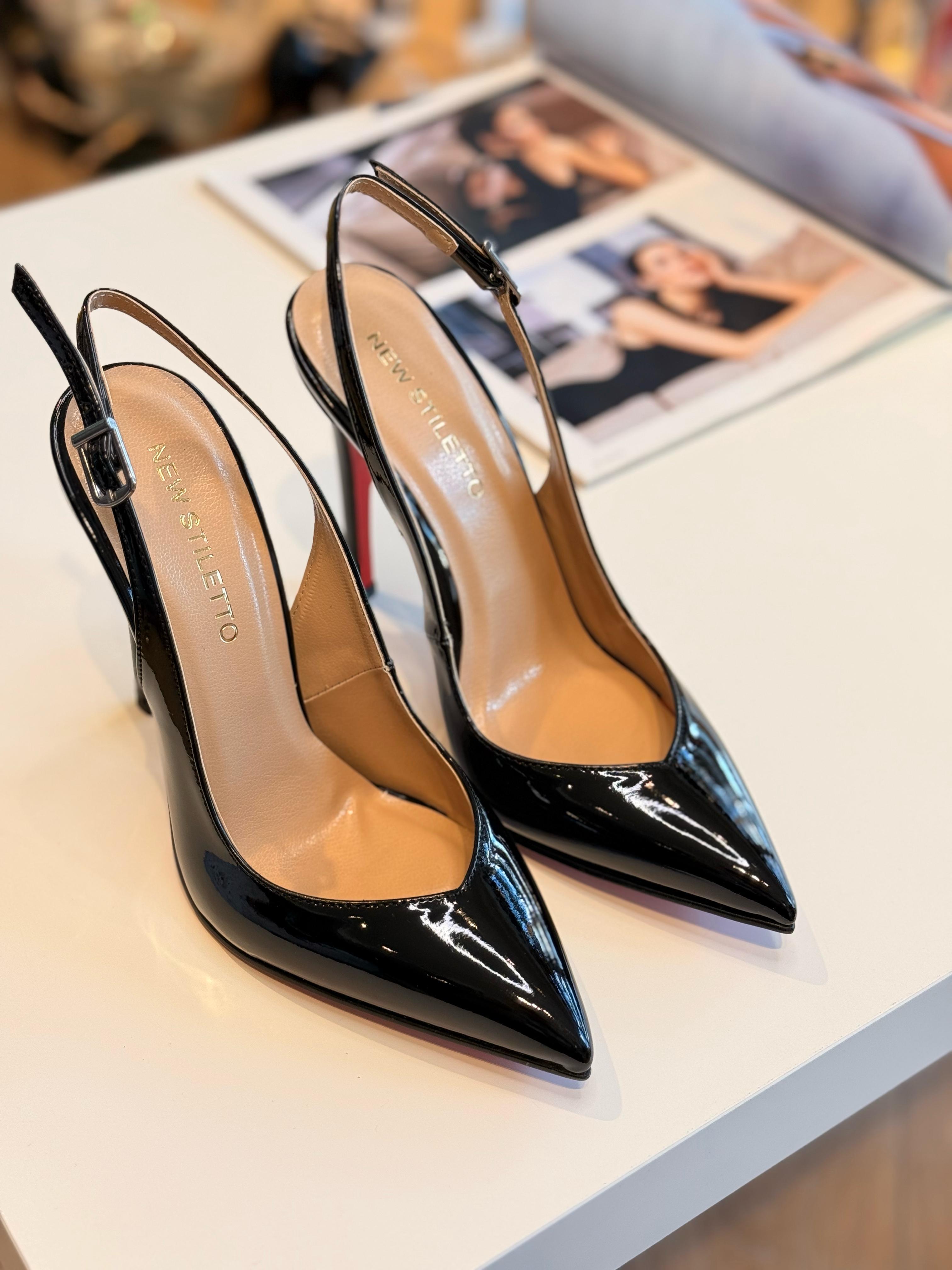 Bloom Siyah Rugan 12 cm Stiletto