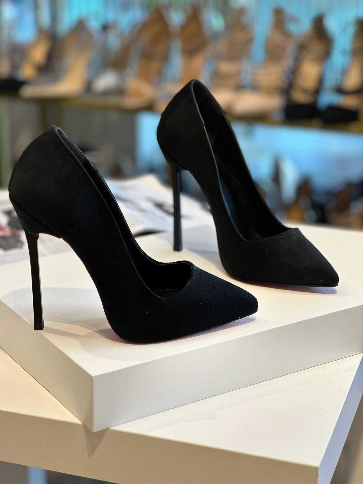 Corrine Casadei Siyah Süet 13 cm Stiletto 