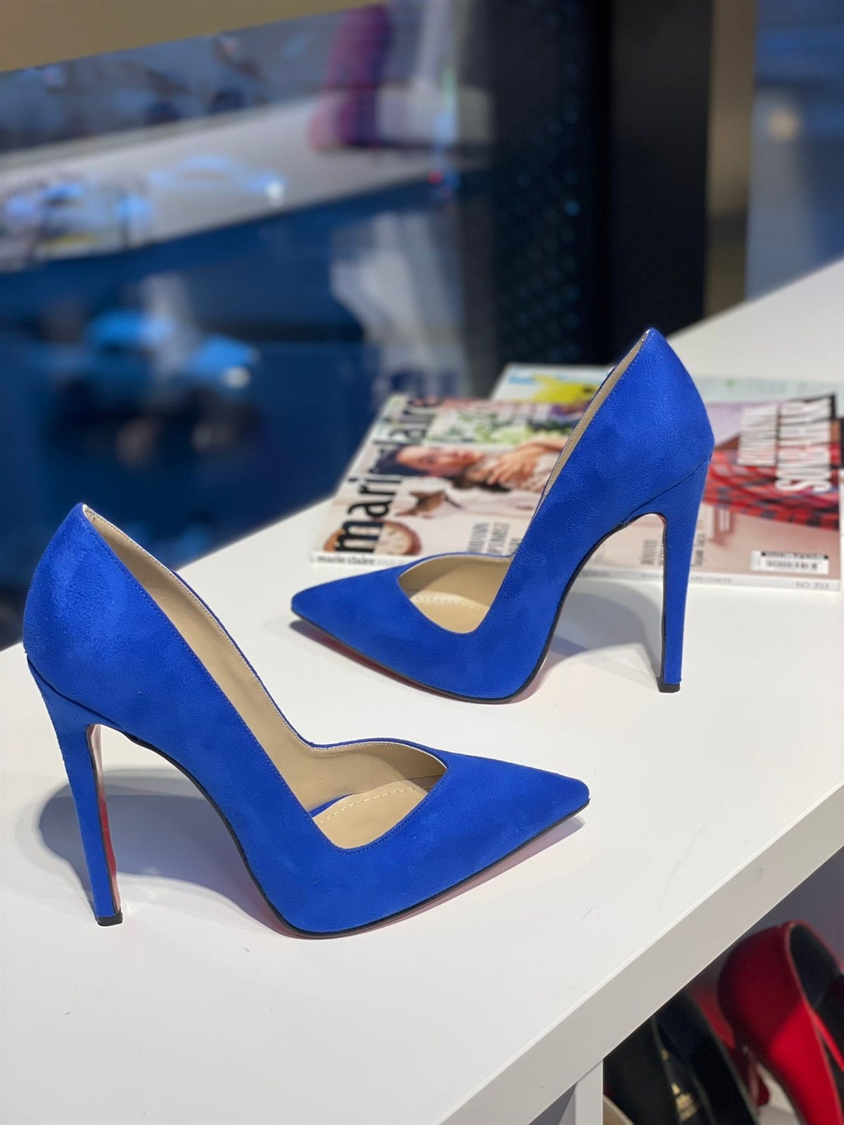 Flouys Sax Mavi Süet 12 cm Stiletto