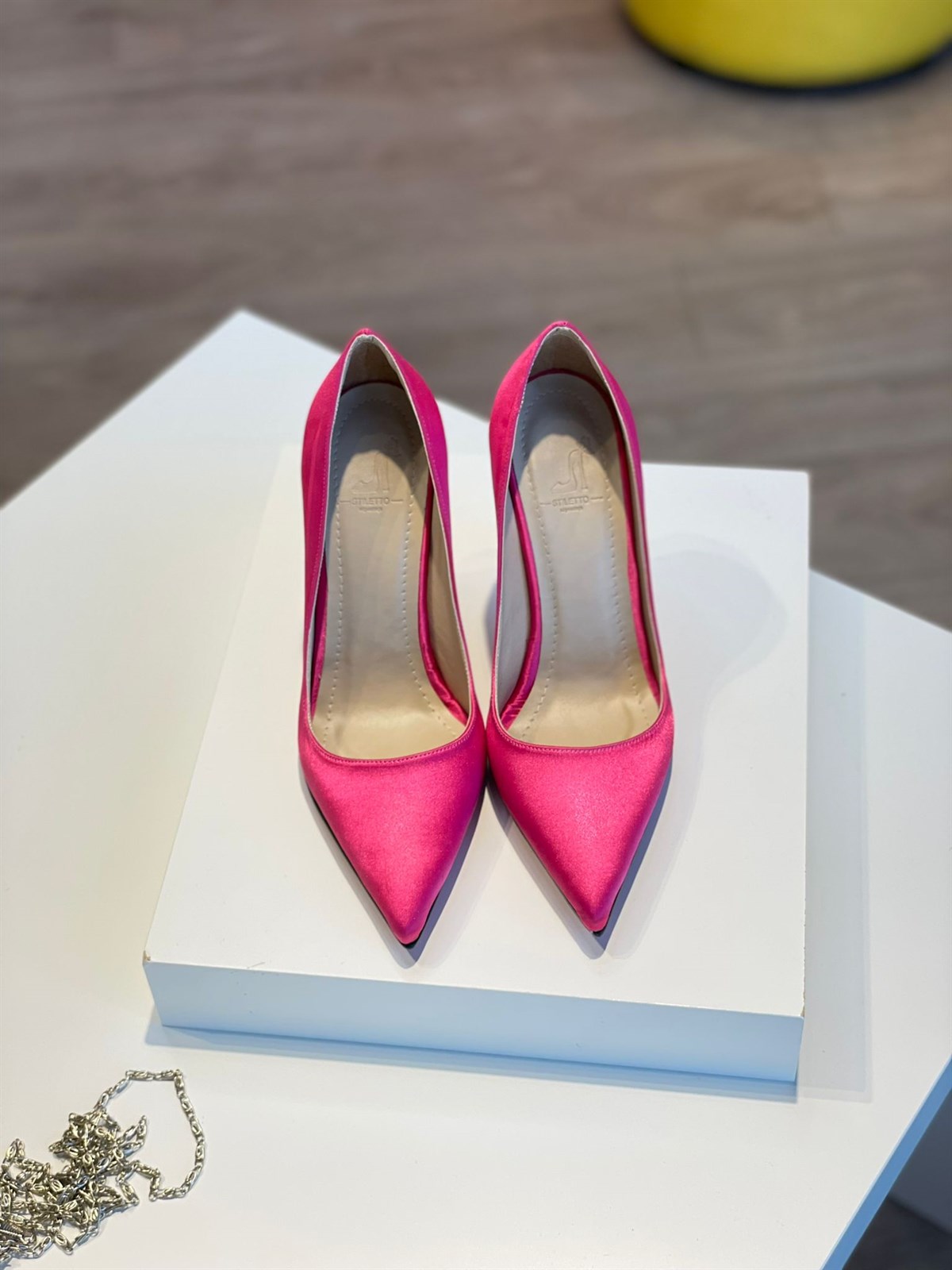 Julue Fuşya Saten 10 cm Stiletto 