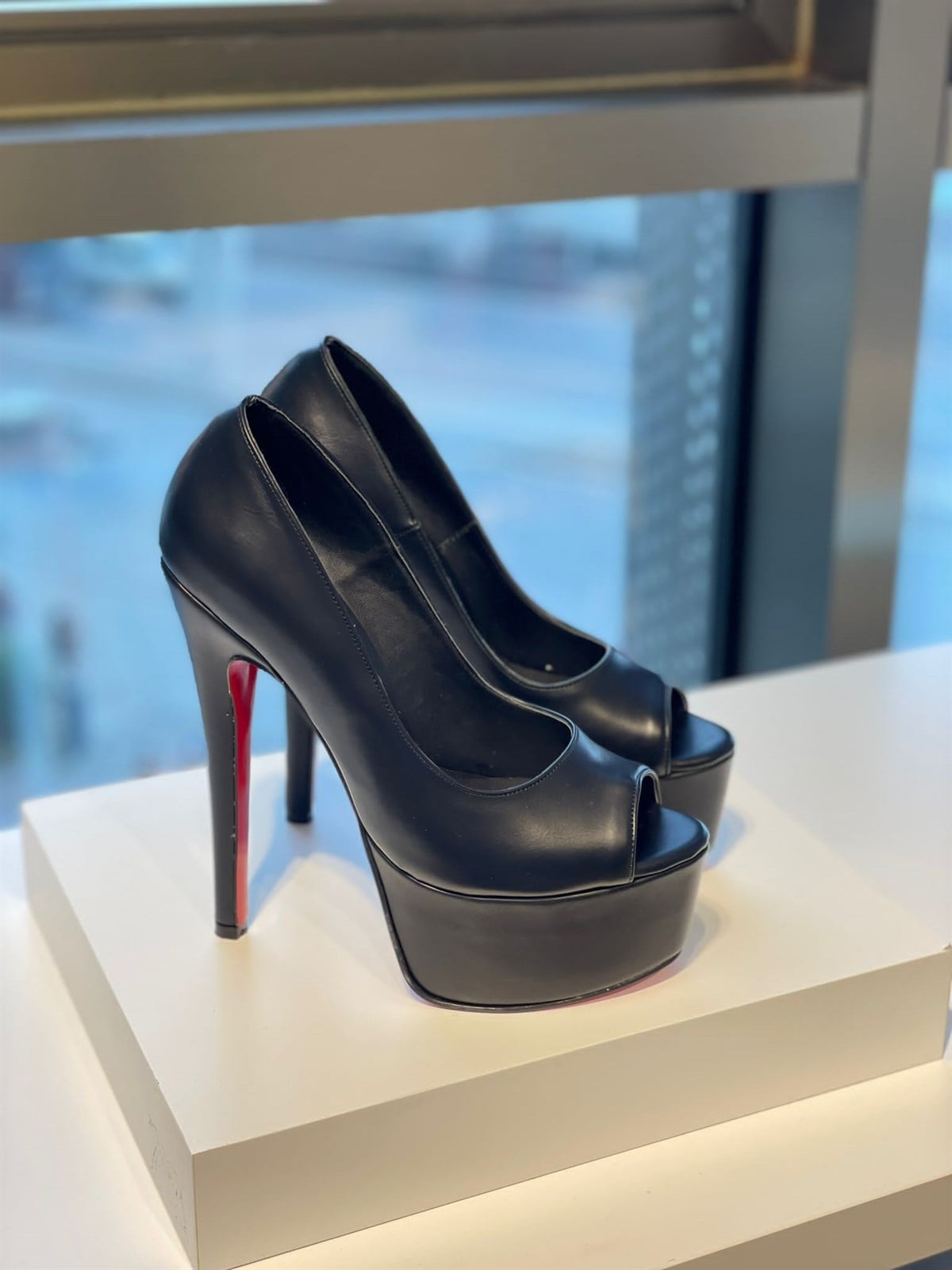 Lea Siyah Mat 15 cm Platform Topuklu Ayakkabı 