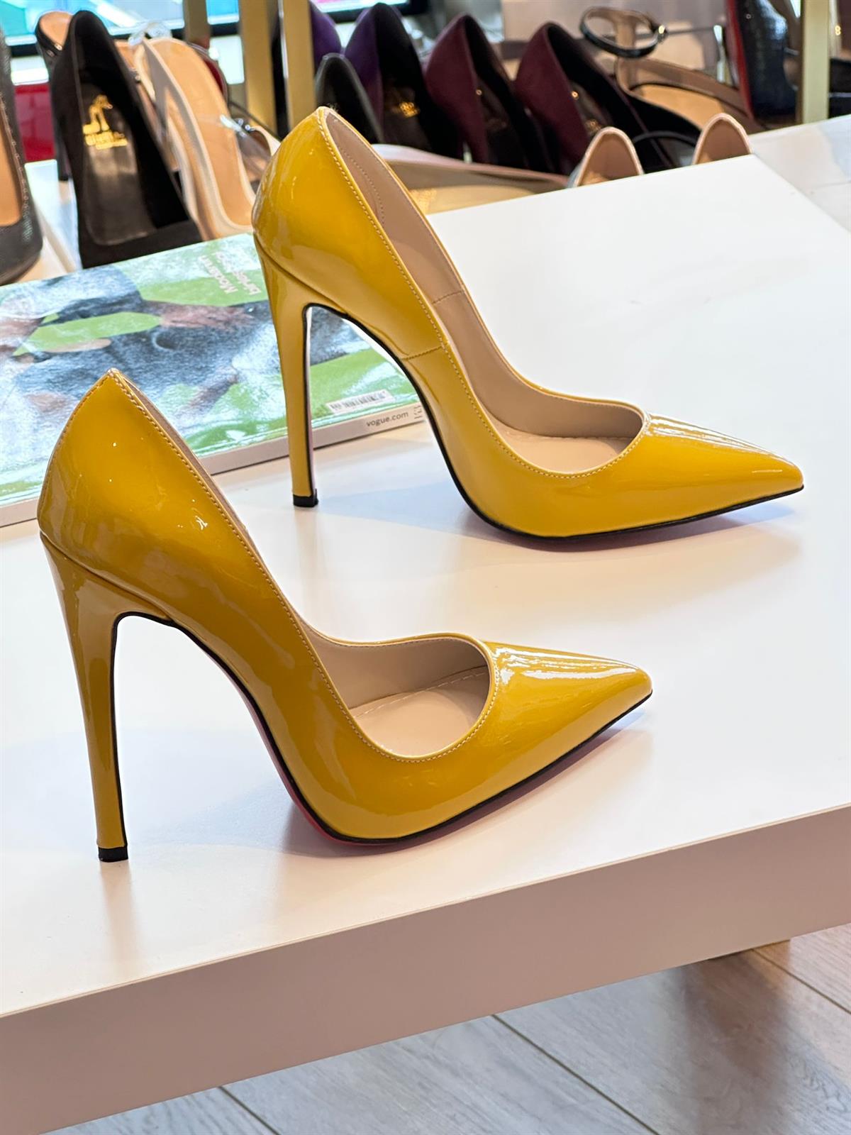Lena Sarı Rugan 12 cm Stiletto
