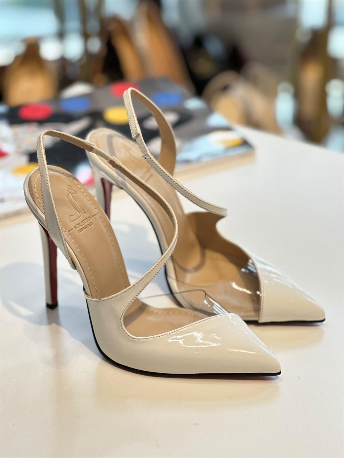 Linda Beyaz Rugan 12 cm Stiletto