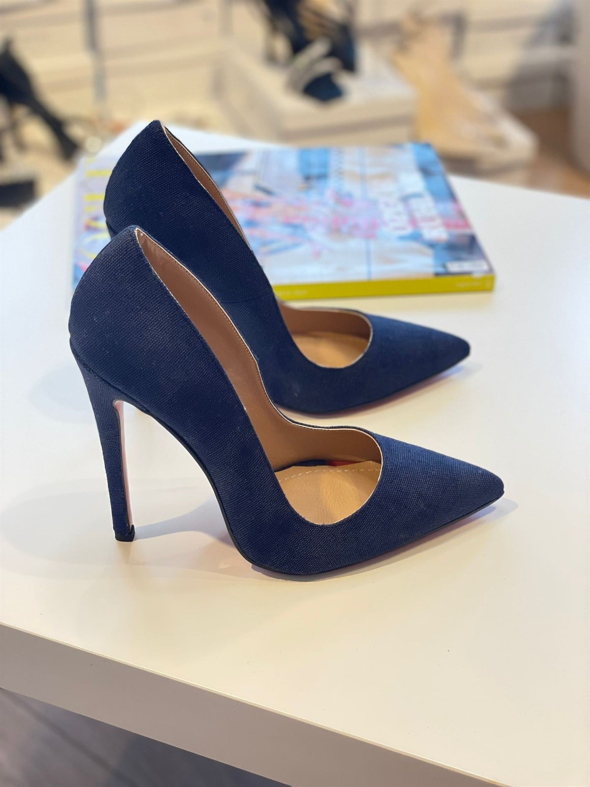 Lulls Mavi Jean Süet 12 cm Stiletto
