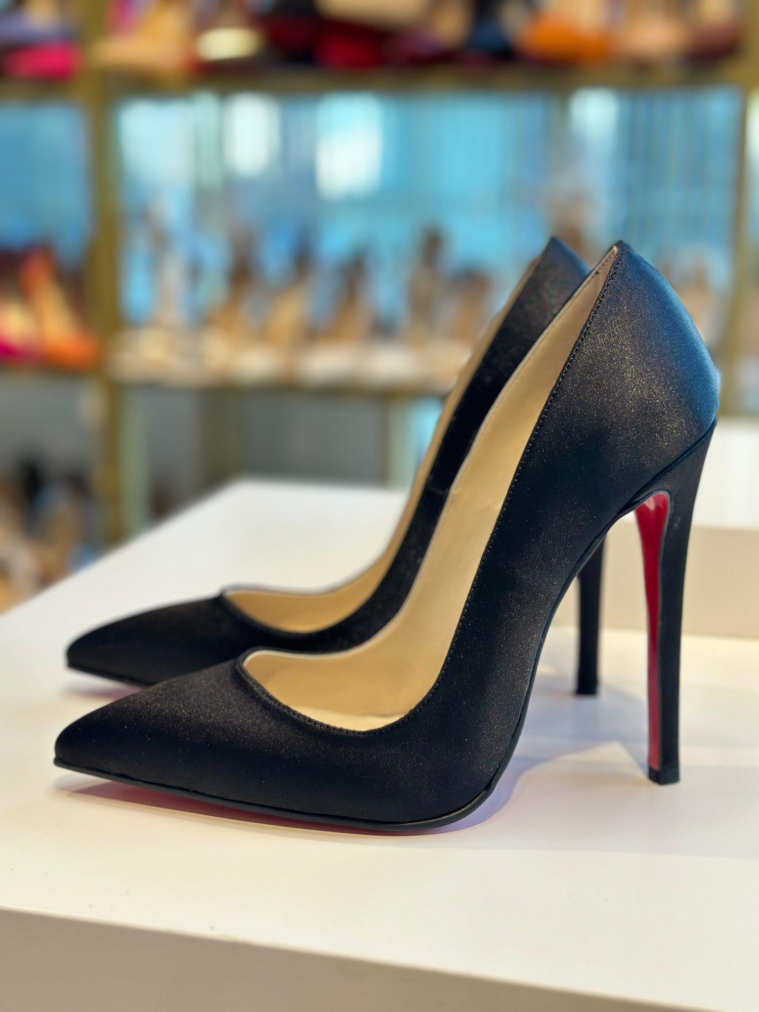 Mellie Siyah Saten 12 cm Stiletto 
