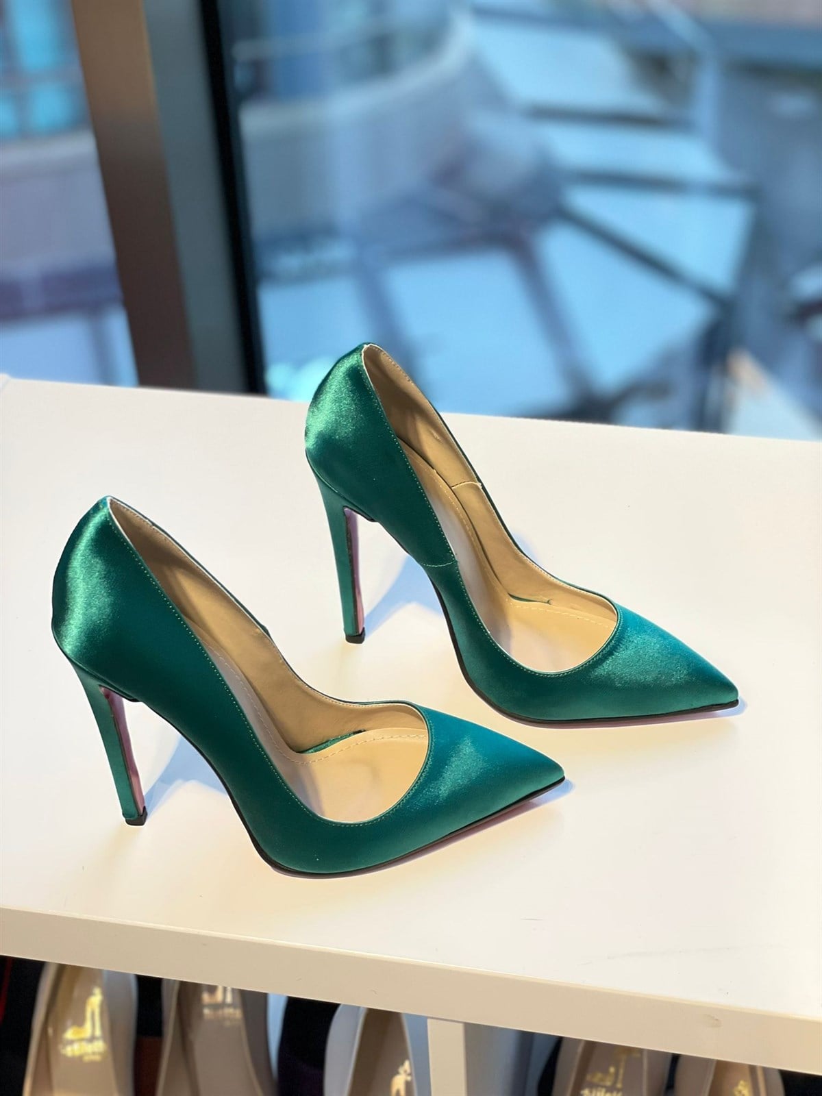 Mellie Yeşil Saten 12 cm Stiletto