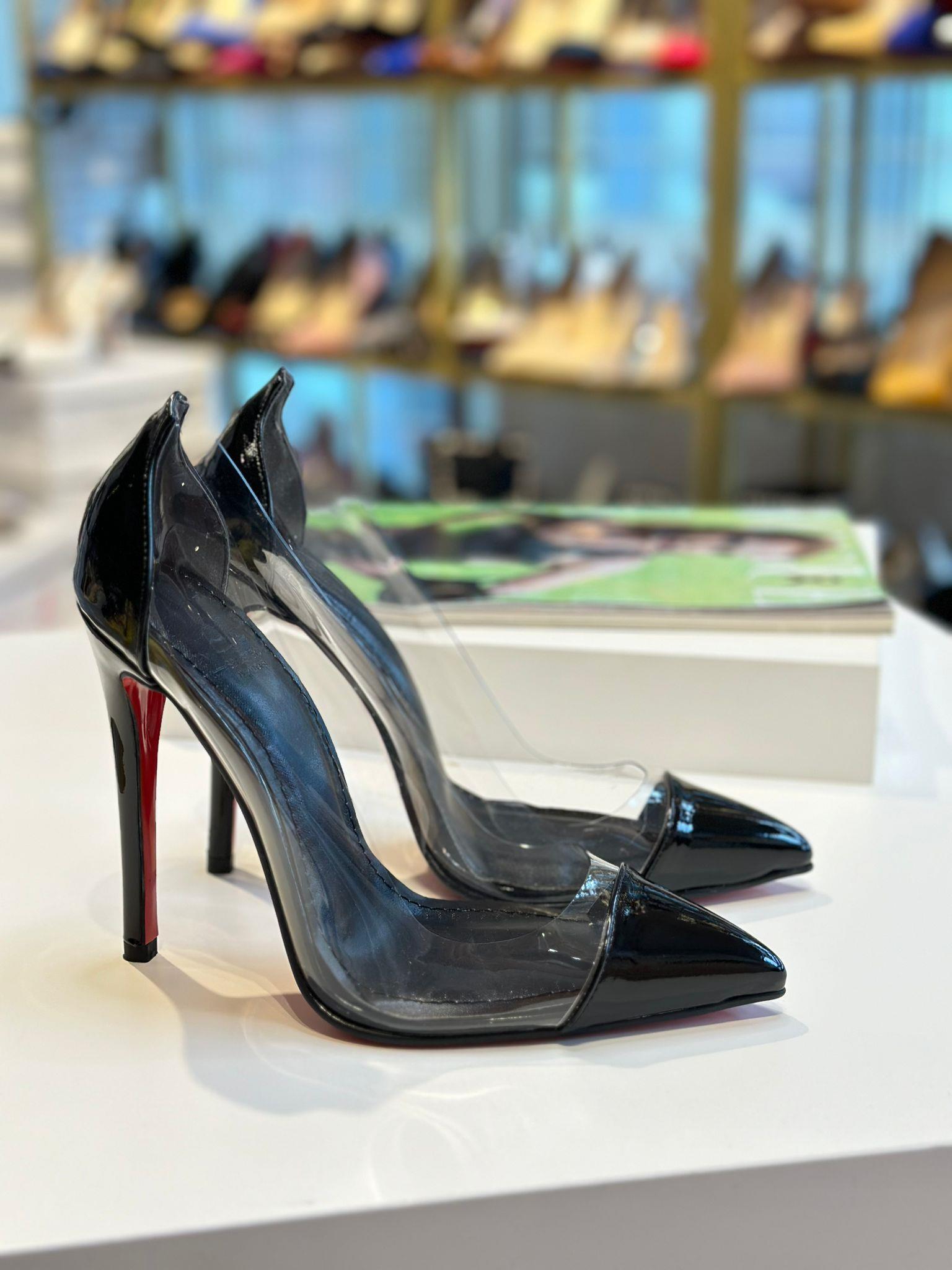 Ruby Siyah Rugan Şeffaf 12 cm Stiletto 