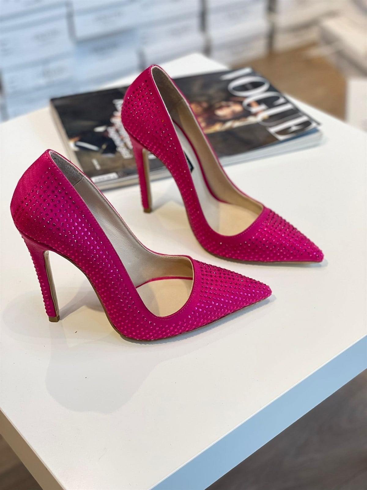 Swale Fuşya Süet 12 cm Stiletto 