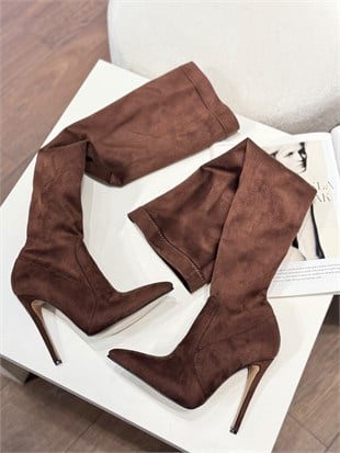 Mocha Kahve Süet 12 cm Çizme 