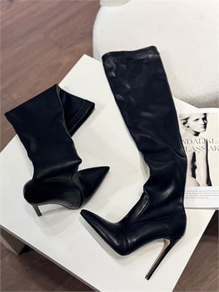 Mocha Siyah Rugan 12 cm Çizme