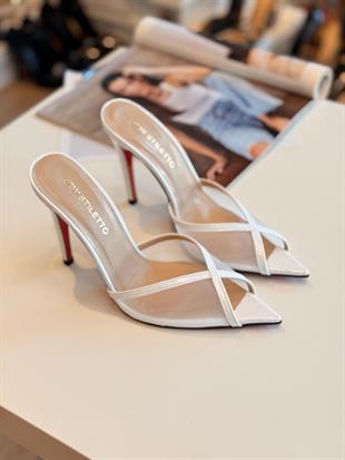Regina Beyaz Rugan 10 cm Terlik 