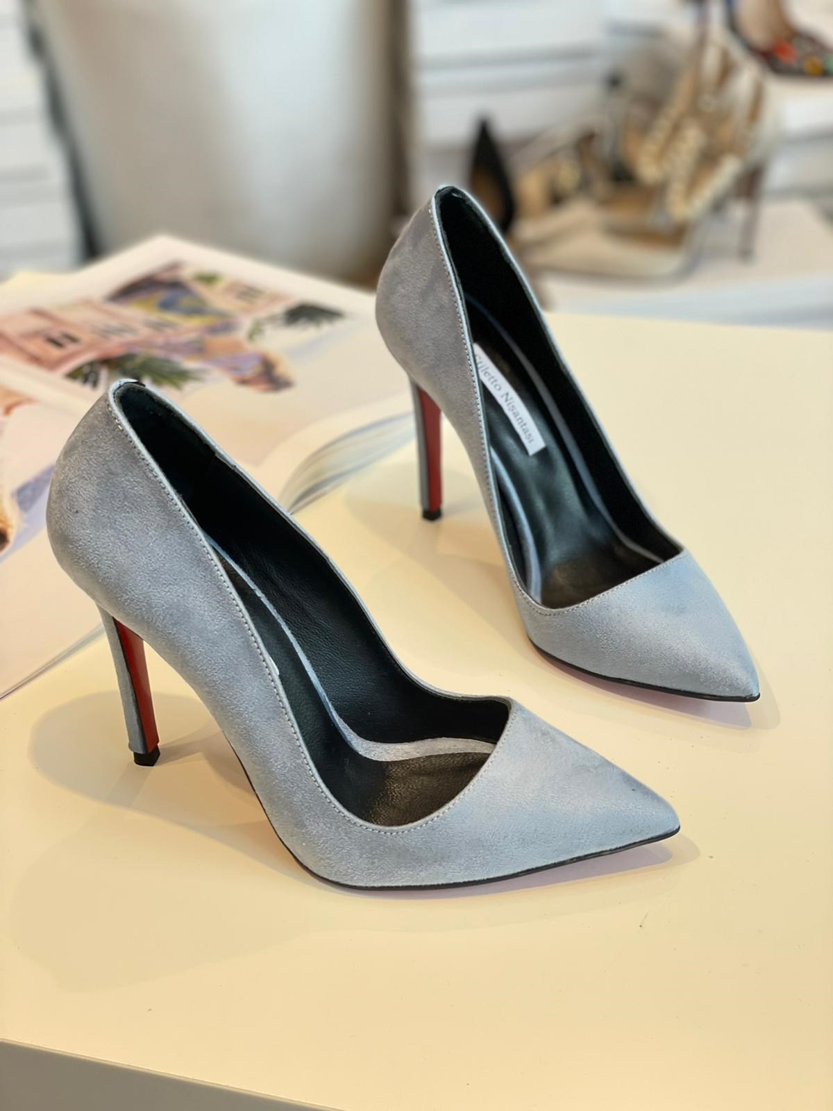 Biana Açık Mavi Süet 10 cm Stiletto 